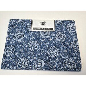 Blue Bandana QuiltBlock Quarters Cotton 18" x 22" Sewing Crafting Projects